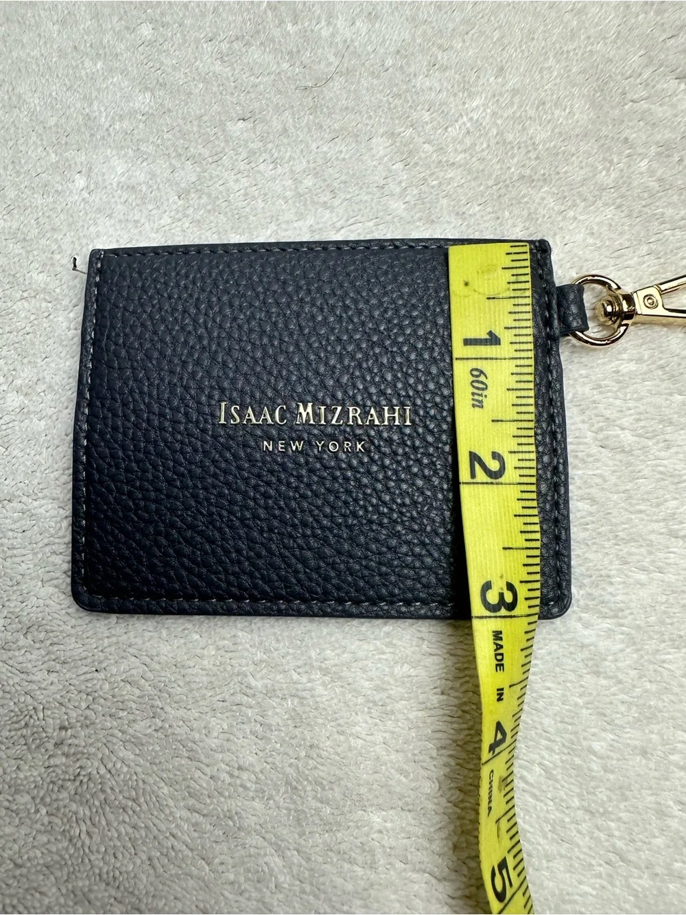 Isaac Mizrahi Pebbled Leather Card & Key Holder with Gold Hardware